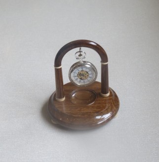 This pocket watch stand won a turning of the month for Howard Overton